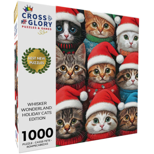 Cat Puzzle – Whisker Wonderland: Holiday Cats Edition – 1000 Piece Jigsaw Puzzle