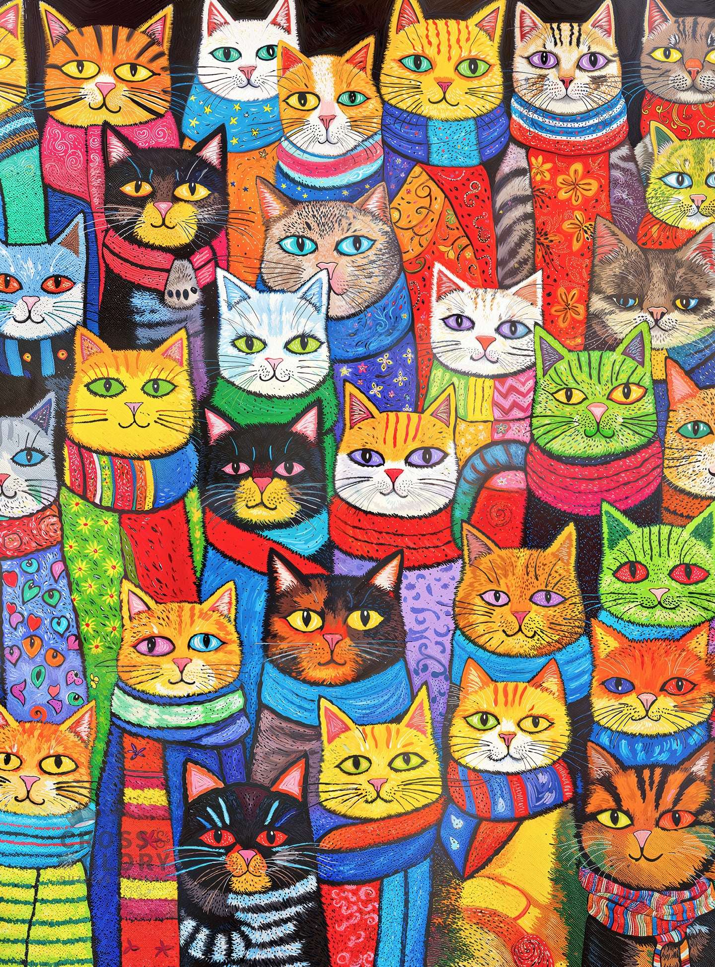 Cat Puzzle – Cozy Cats & Colorful Scarves – 1000 Piece Jigsaw Puzzle