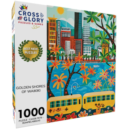Waikiki Jigsaw Puzzle – Golden Shores of Waikiki – 1000 Piece Jigsaw Puzzle