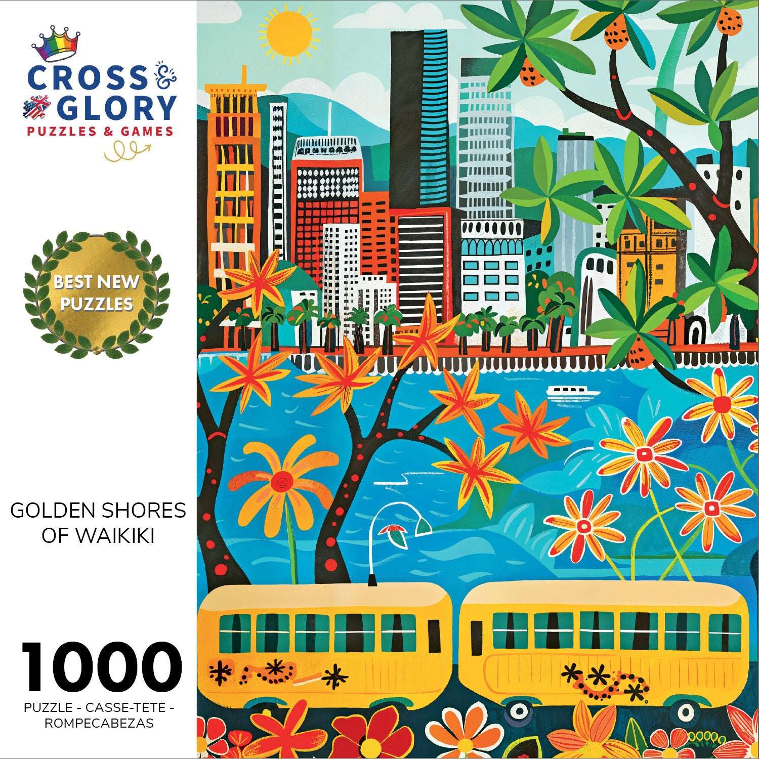 Waikiki Jigsaw Puzzle – Golden Shores of Waikiki – 1000 Piece Jigsaw Puzzle