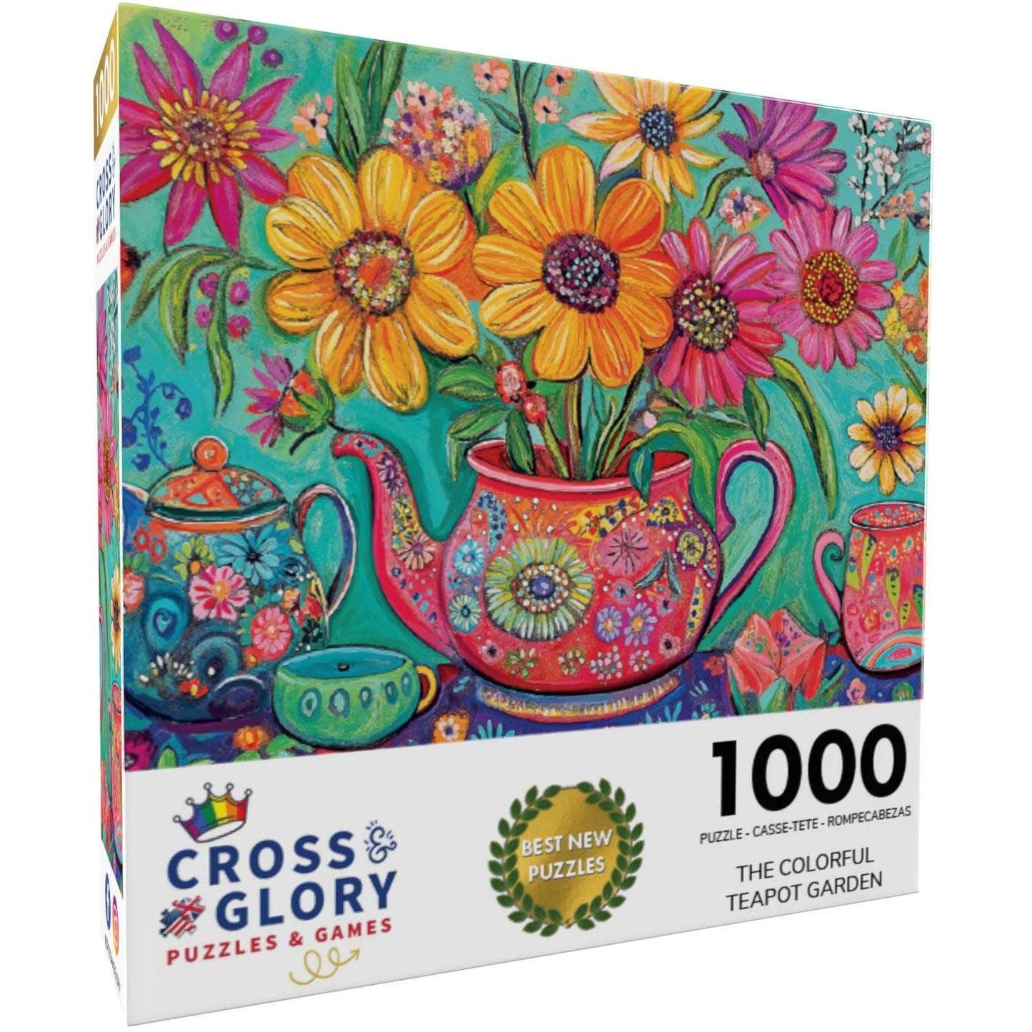 Tea Puzzle – The Colorful Teapot Garden – 1000 Piece Jigsaw Puzzle