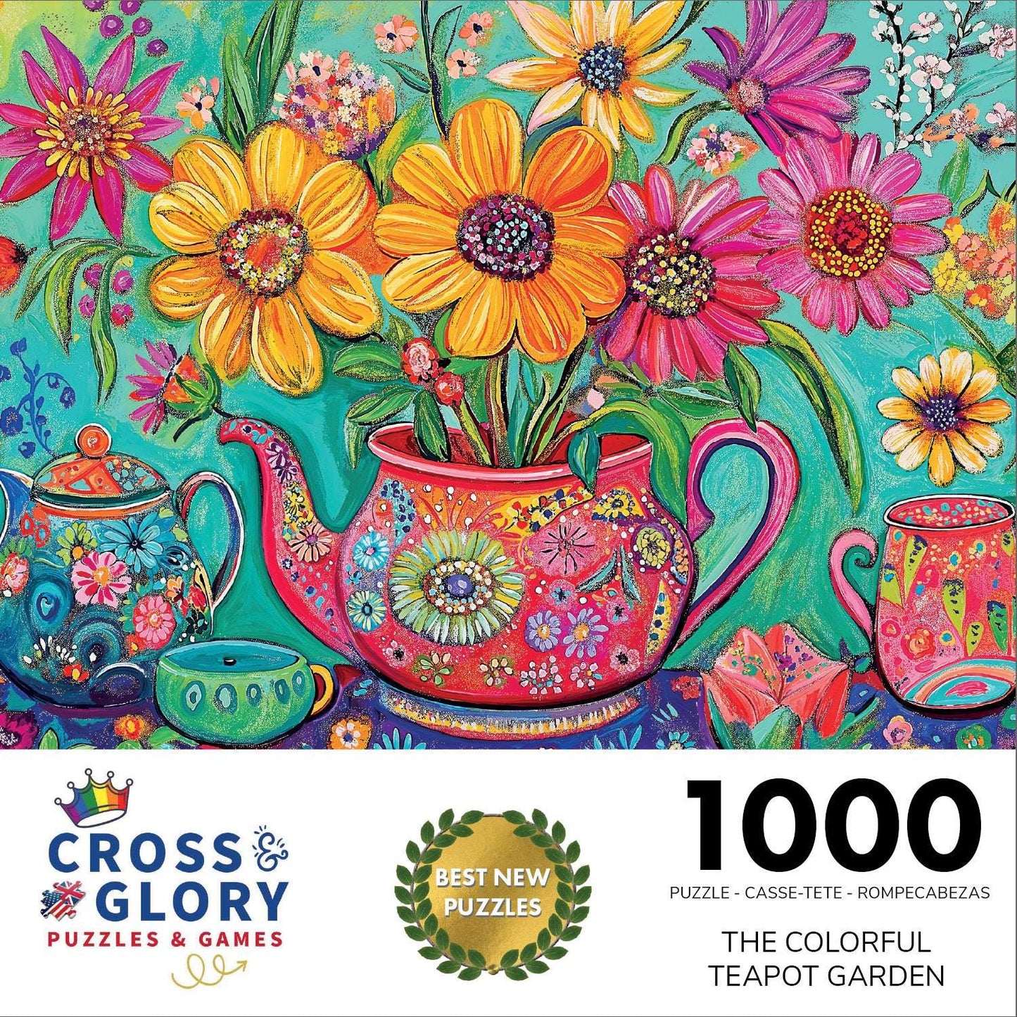 Tea Puzzle – The Colorful Teapot Garden – 1000 Piece Jigsaw Puzzle
