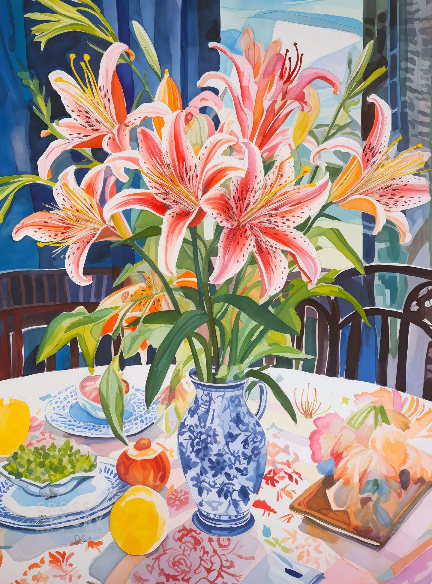 Garden Puzzle – Stargazer Lilies: A Floral Masterpiece – 1000 Piece Jigsaw Puzzle