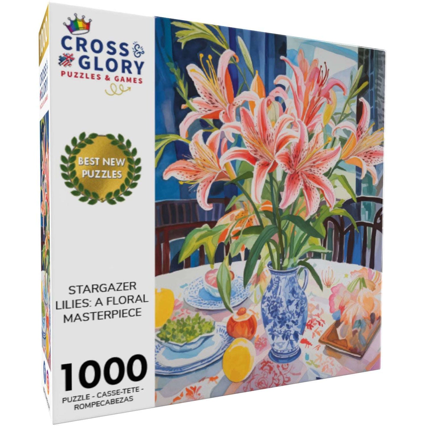 Garden Puzzle – Stargazer Lilies: A Floral Masterpiece – 1000 Piece Jigsaw Puzzle