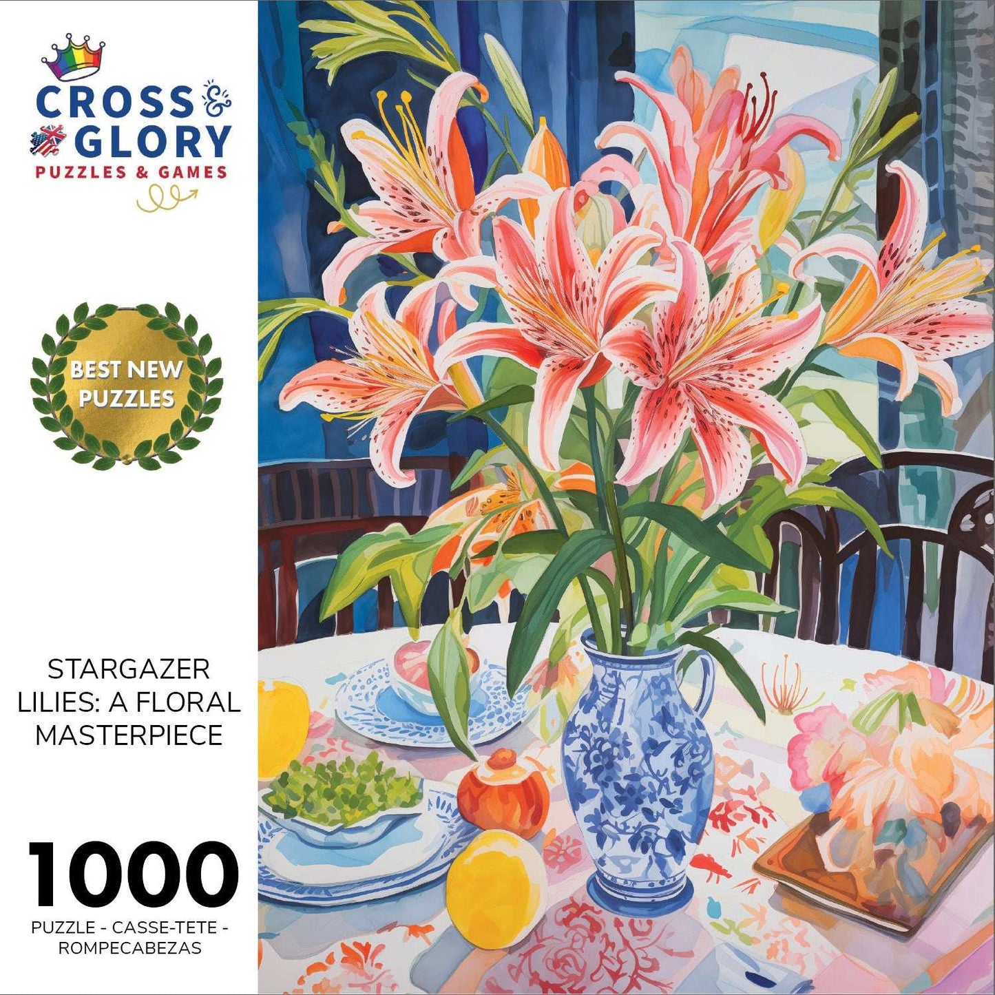 Garden Puzzle – Stargazer Lilies: A Floral Masterpiece – 1000 Piece Jigsaw Puzzle