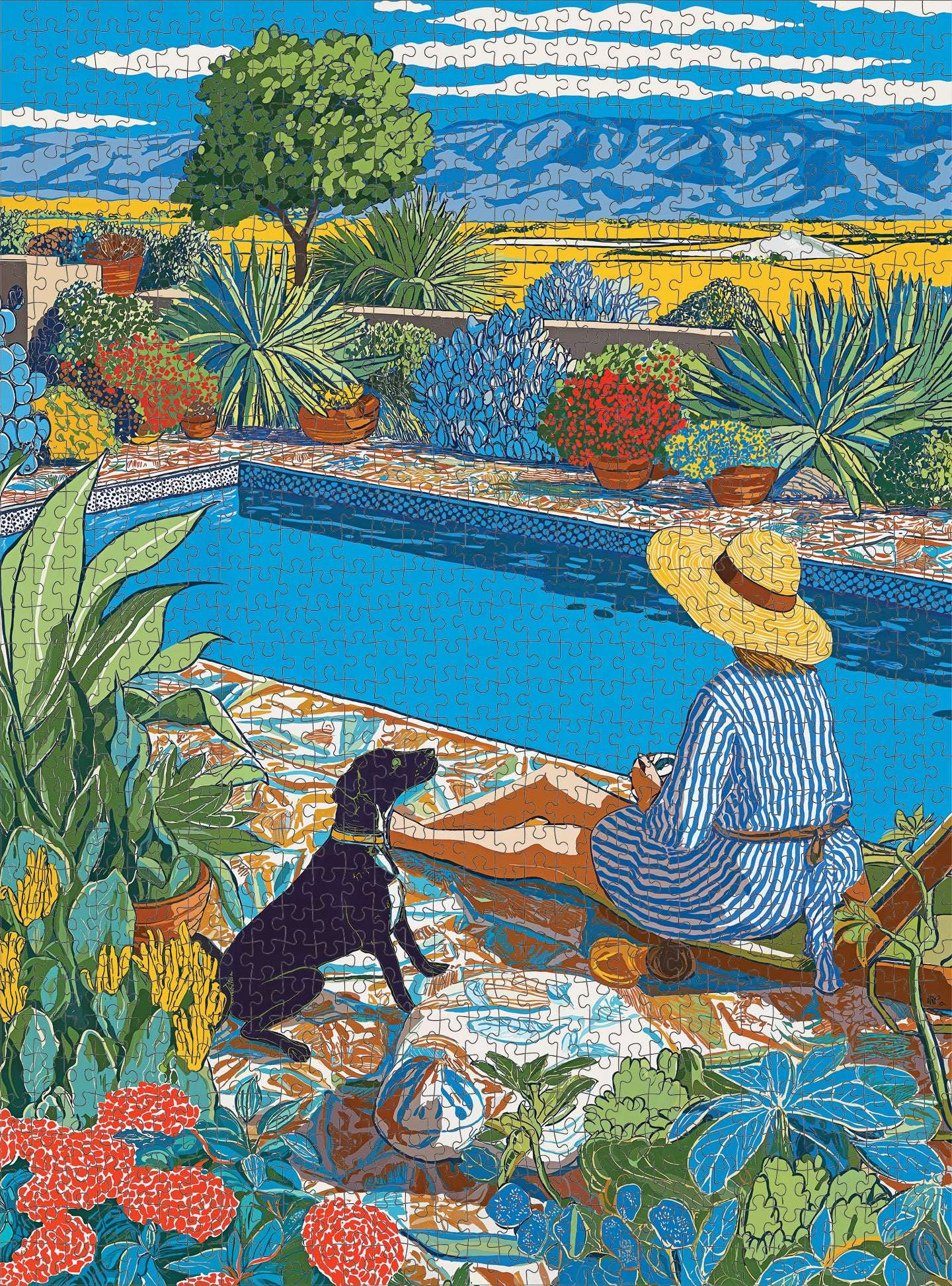 Succulent Puzzle – Desert Poolside Oasis – 1000 Piece Jigsaw Puzzle
