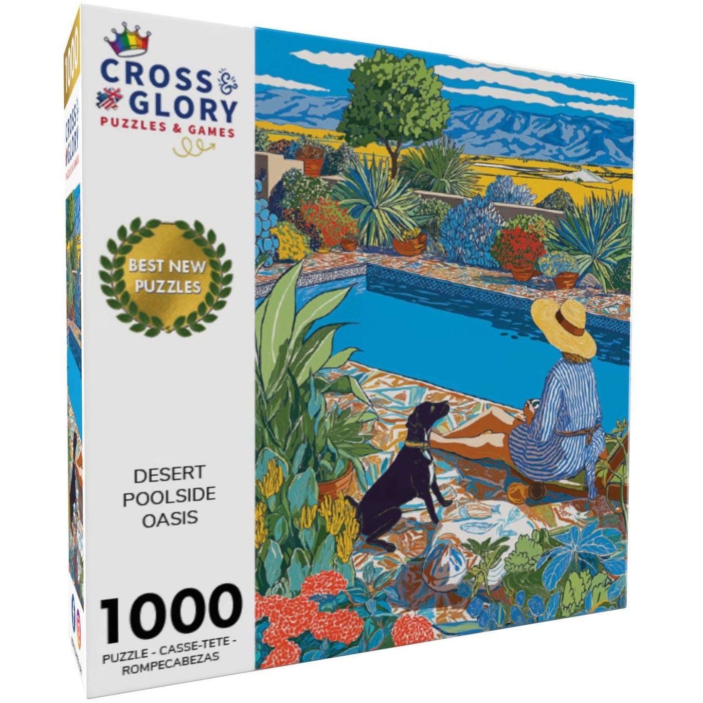 Succulent Puzzle – Desert Poolside Oasis – 1000 Piece Jigsaw Puzzle