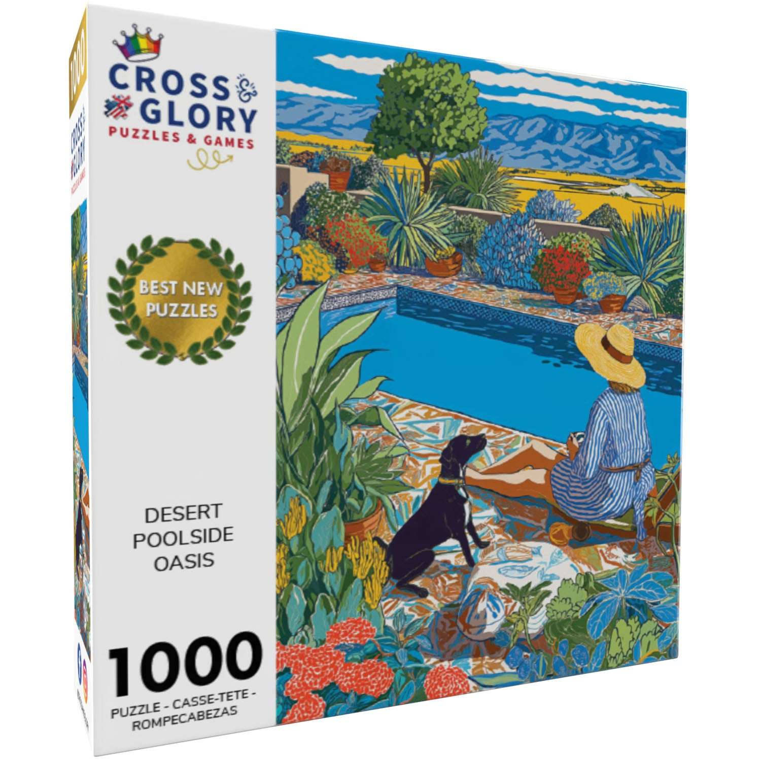 Succulent Puzzle – Desert Poolside Oasis – 1000 Piece Jigsaw Puzzle
