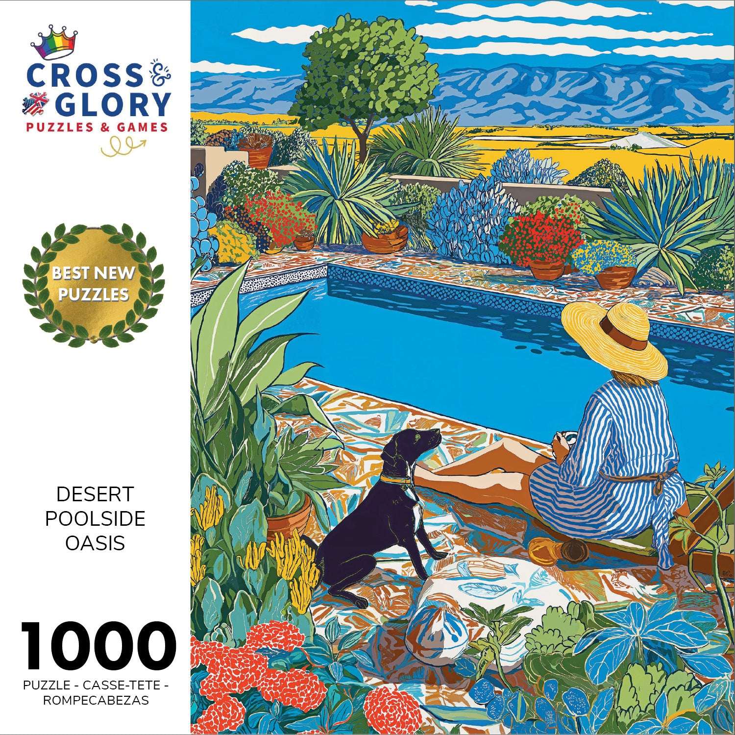 Succulent Puzzle – Desert Poolside Oasis – 1000 Piece Jigsaw Puzzle