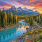 Mountain Puzzle – Sunset Over the Rockies – 1000 Piece Jigsaw Puzzle showing the assembled puzzle pieces