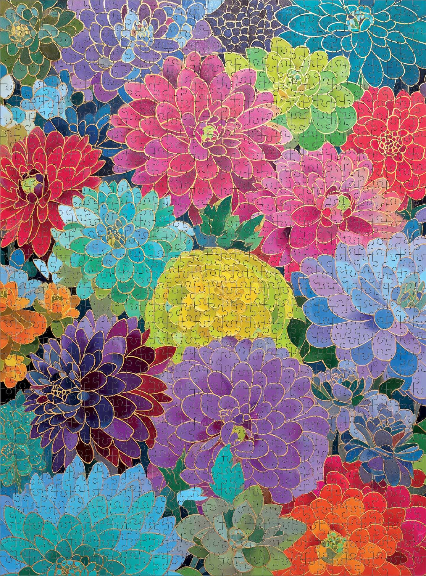 Garden Puzzle – Gilded Dahlia Symphony – 1000 Piece Jigsaw Puzzle
