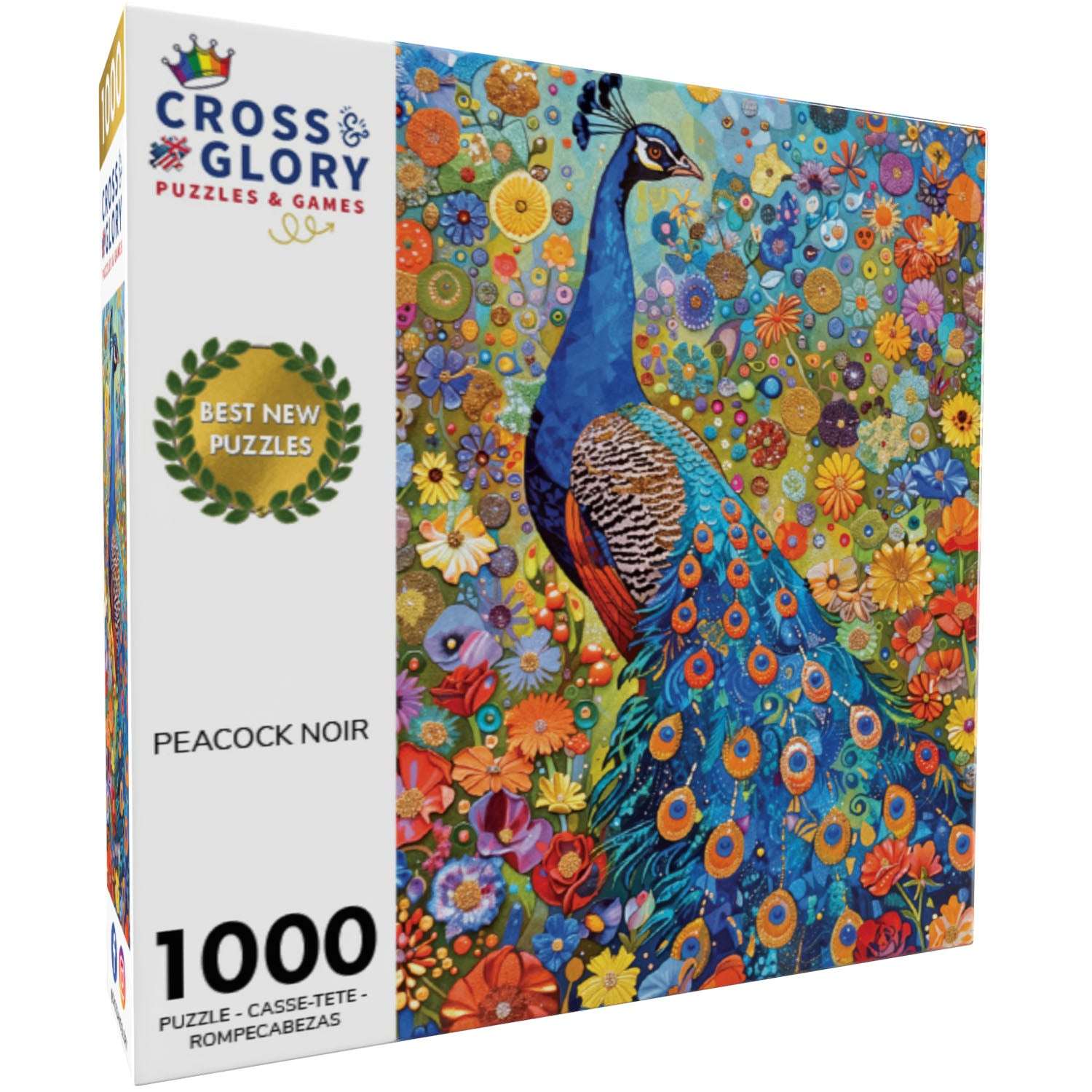 Peacock Puzzle – Peacock Noir – 1000 Piece Jigsaw Puzzle