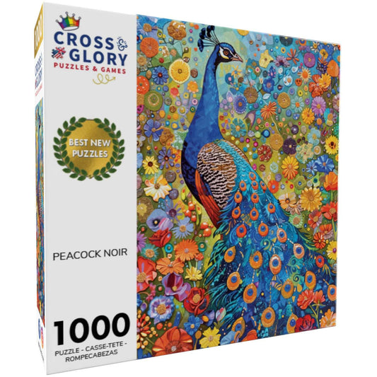 Peacock Puzzle – Peacock Noir – 1000 Piece Jigsaw Puzzle