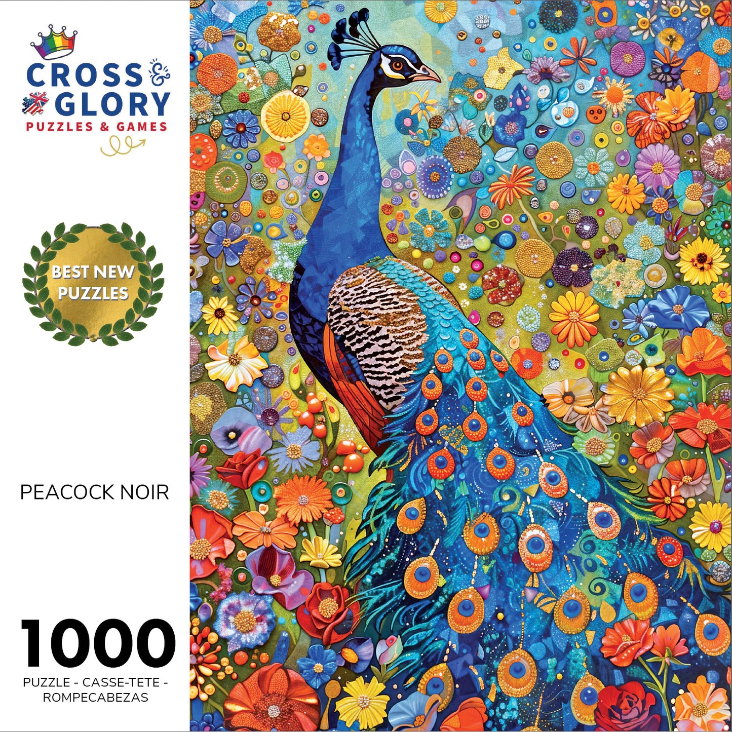 Peacock Noir - 1000 Piece Jigsaw Puzzle