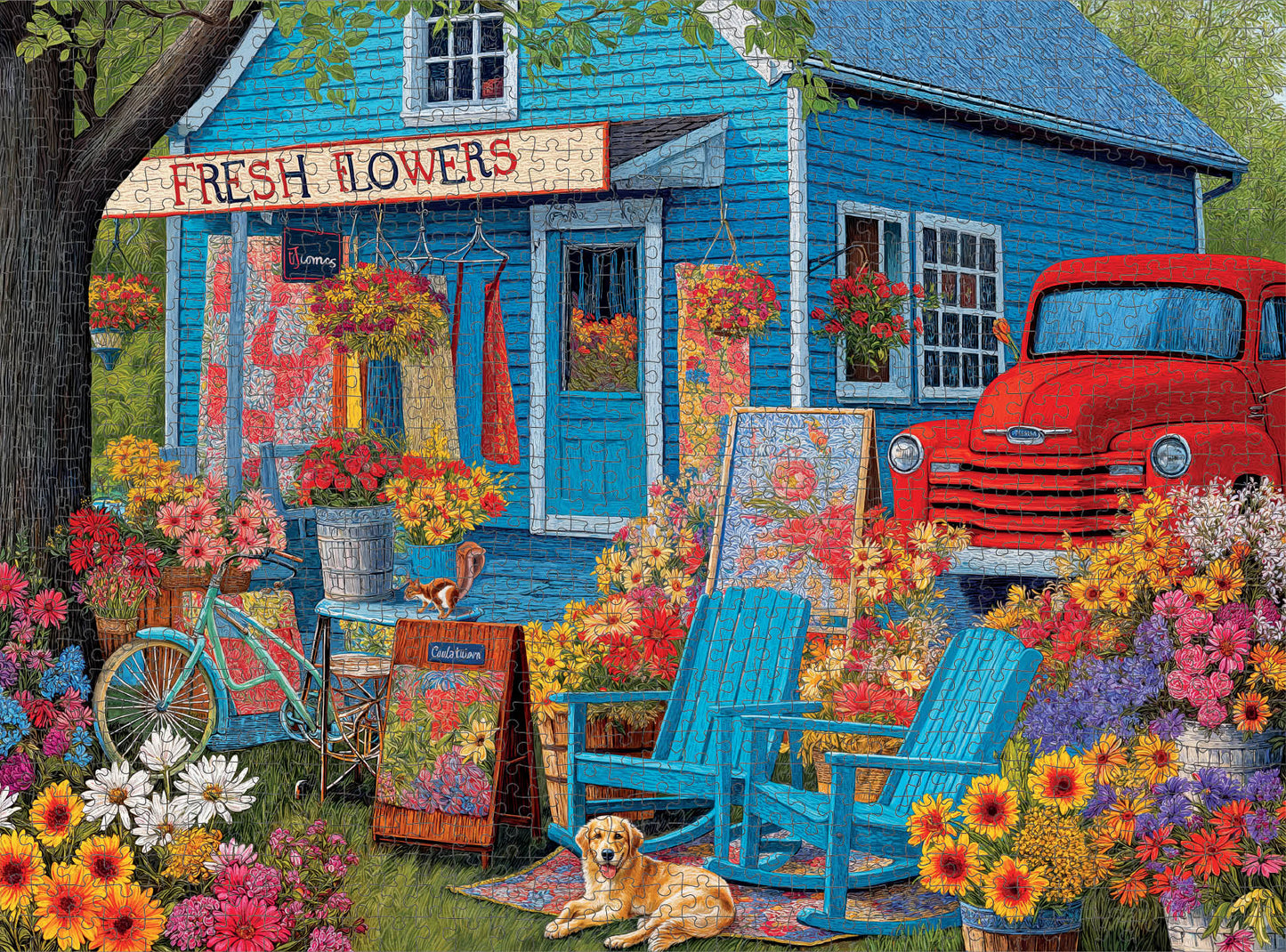 Stitches, Blooms, and Blue Skies - 1000 Piece Jigsaw Puzzle