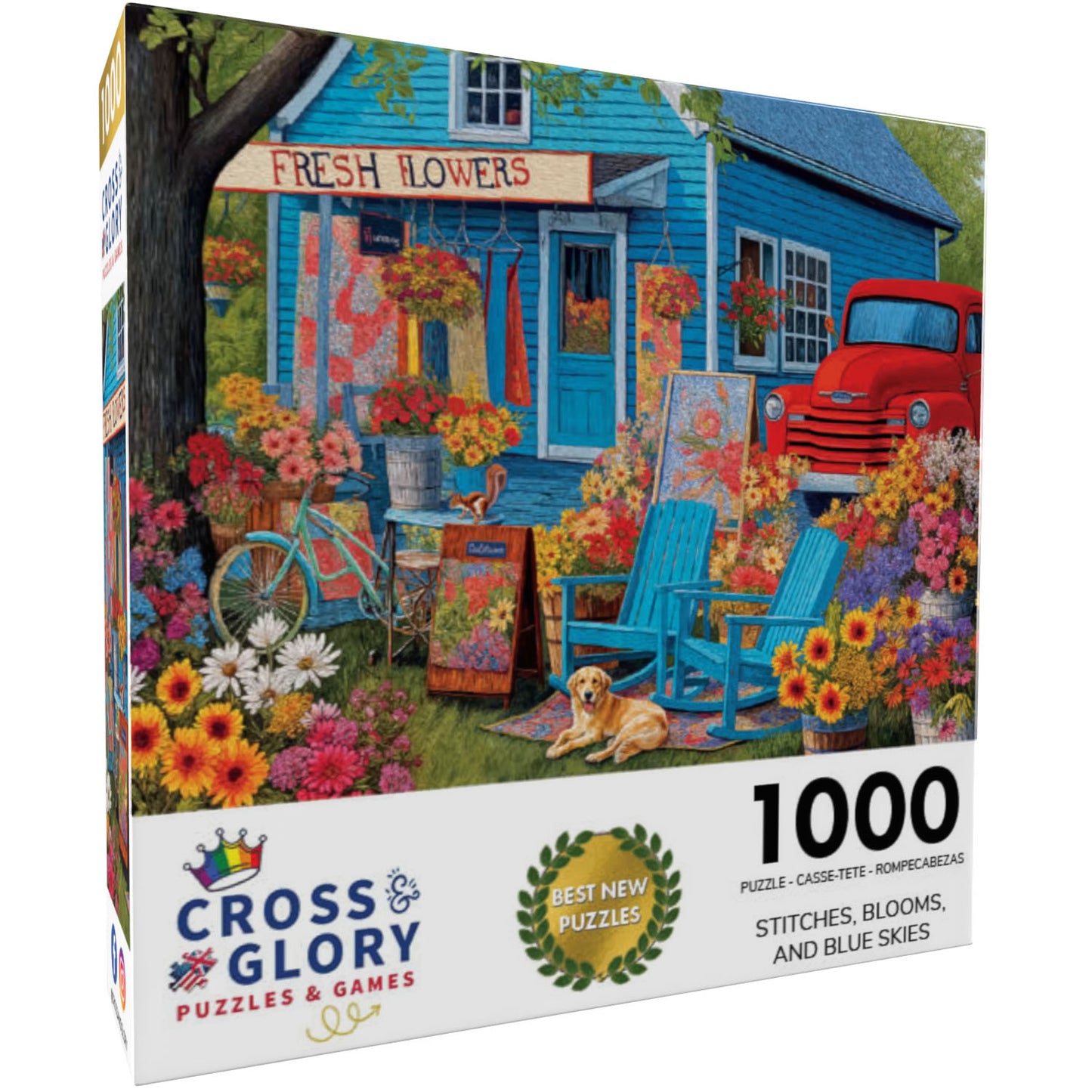 Stitches, Blooms, and Blue Skies - 1000 Piece Jigsaw Puzzle