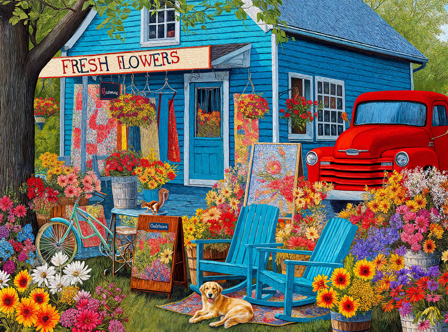 Stitches, Blooms, and Blue Skies - 1000 Piece Jigsaw Puzzle