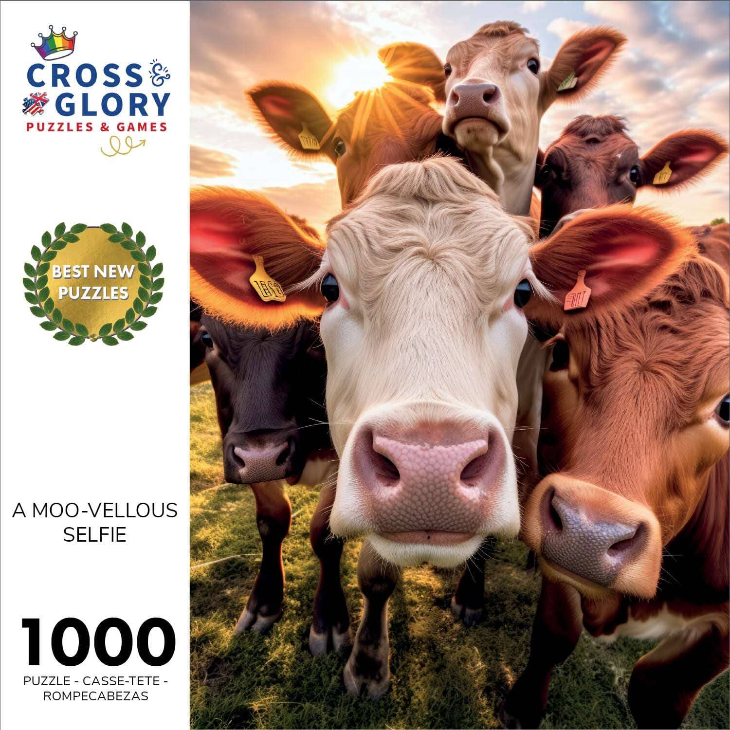 Bovine Bonanza: A Moo-vellous Selfie - 1000 Piece Jigsaw Puzzle Jigsaw Puzzles Cross & Glory