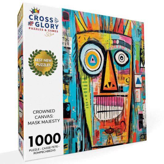 Crowned Canvas: Mask Majesty - 1000 Piece Jigsaw Puzzle Jigsaw Puzzles Cross & Glory