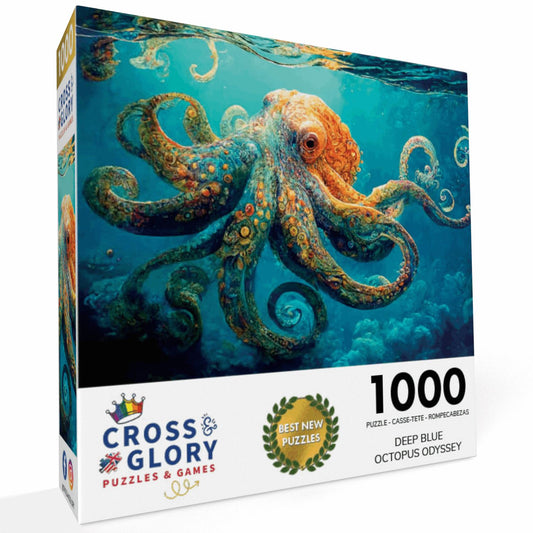 Deep Blue Octopus Odyssey - 1000 Piece Jigsaw Puzzle Jigsaw Puzzles Cross & Glory