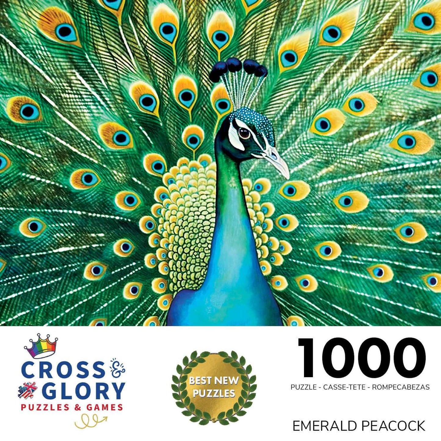 Emerald Peacock - 1000 Piece Jigsaw Puzzle Jigsaw Puzzles Cross & Glory