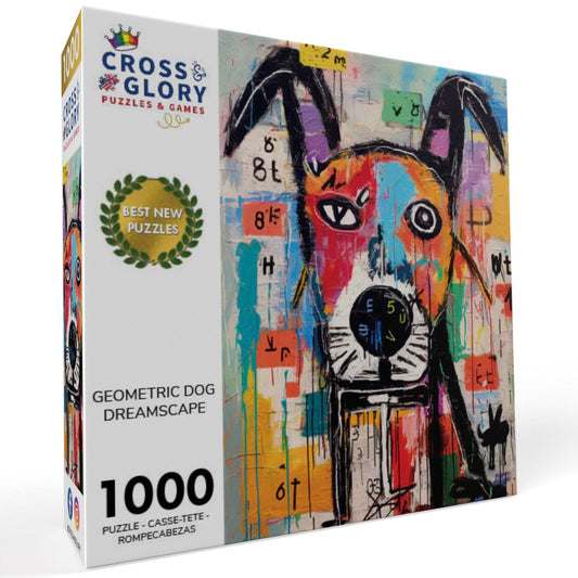 Geometric Dog Dreamscape - 1000 Piece Jigsaw Puzzle Jigsaw Puzzles Cross & Glory