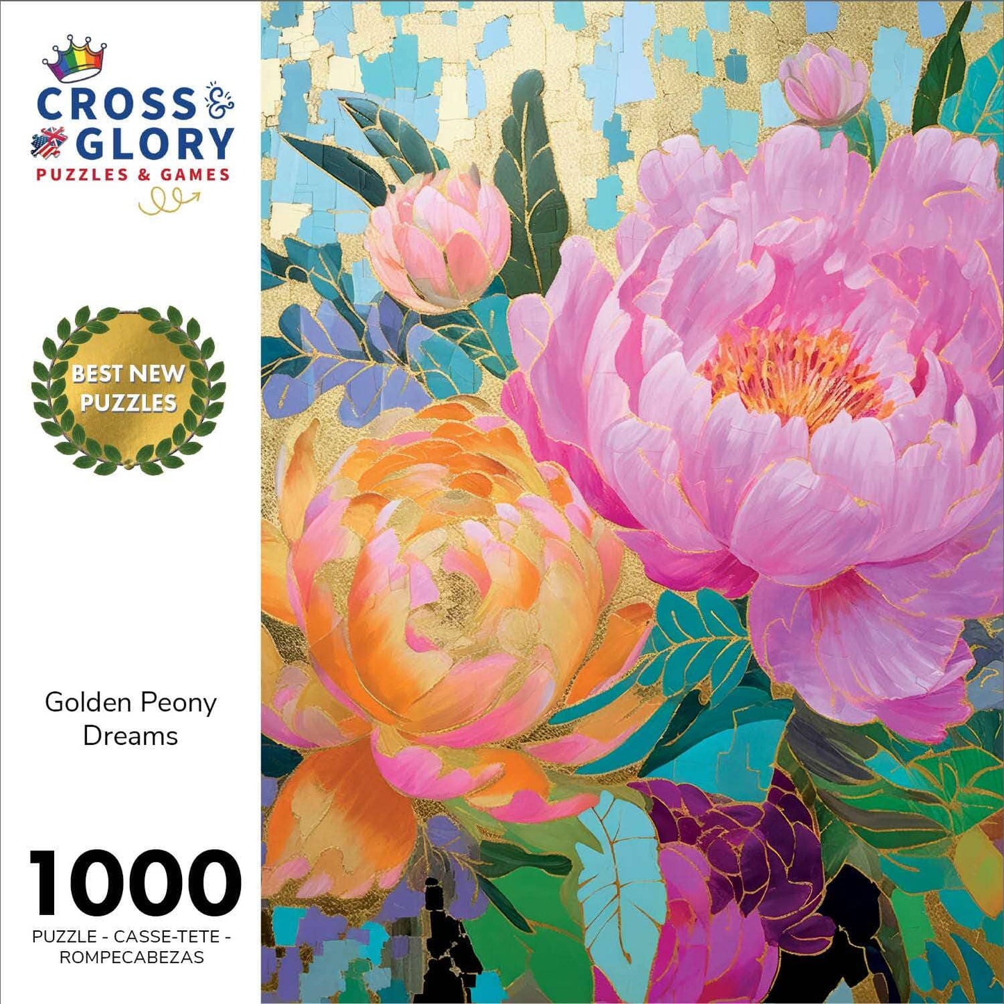 Golden Peony Dreams - 1000 Piece Jigsaw Puzzle Jigsaw Puzzles Cross & Glory