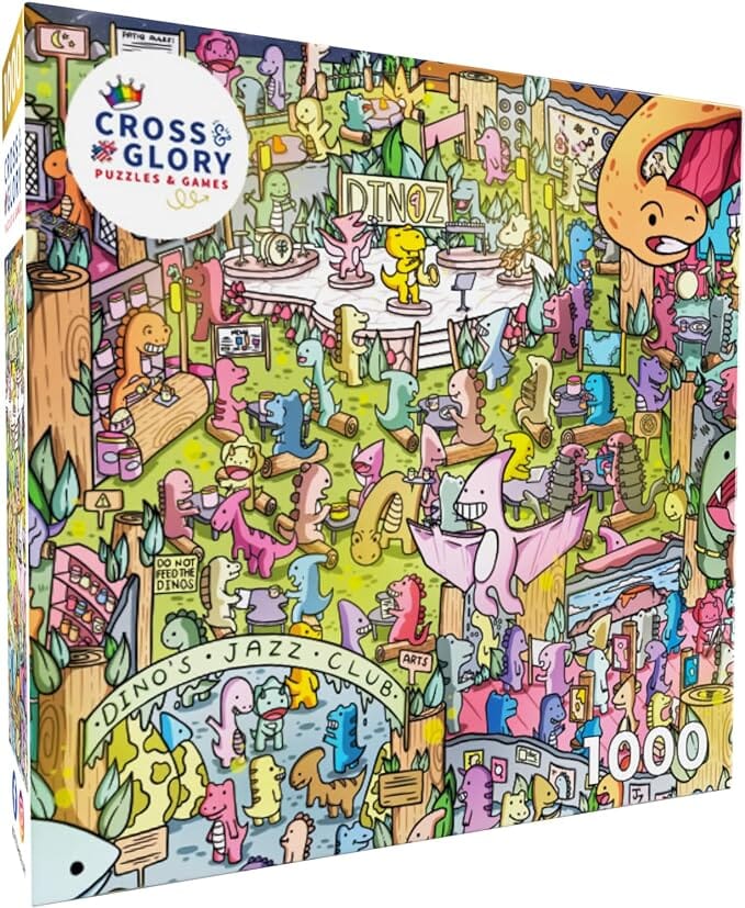 Jurassic Jive: A Night of Dino Jazz - 1000 Piece Jigsaw Puzzle Jigsaw Puzzles Cross & Glory