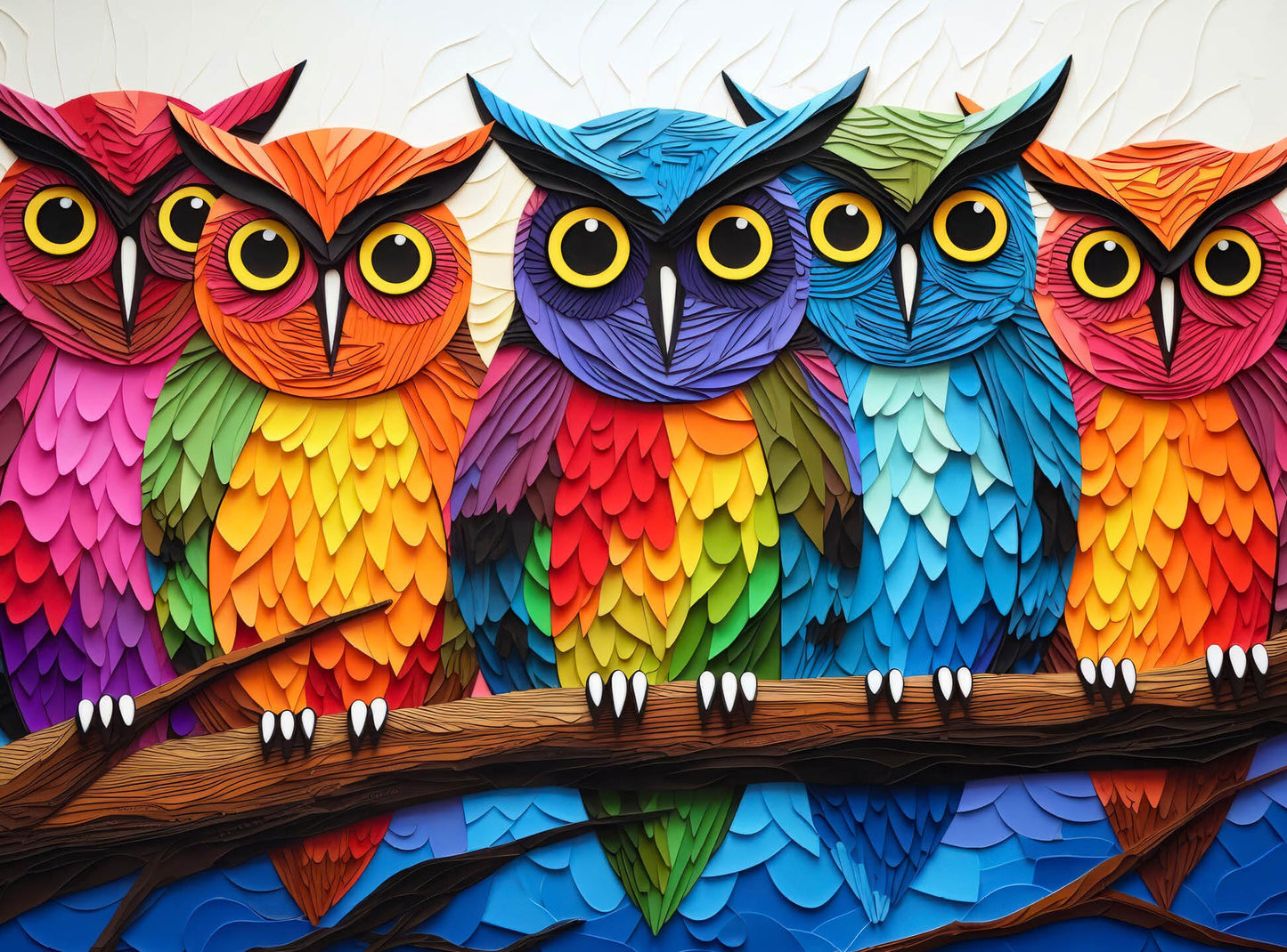 Kaleidoscopic Owls: Colorful Night's Watch - 1000 Piece Jigsaw Puzzle Jigsaw Puzzles Cross & Glory