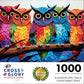 Kaleidoscopic Owls: Colorful Night's Watch - 1000 Piece Jigsaw Puzzle Jigsaw Puzzles Cross & Glory