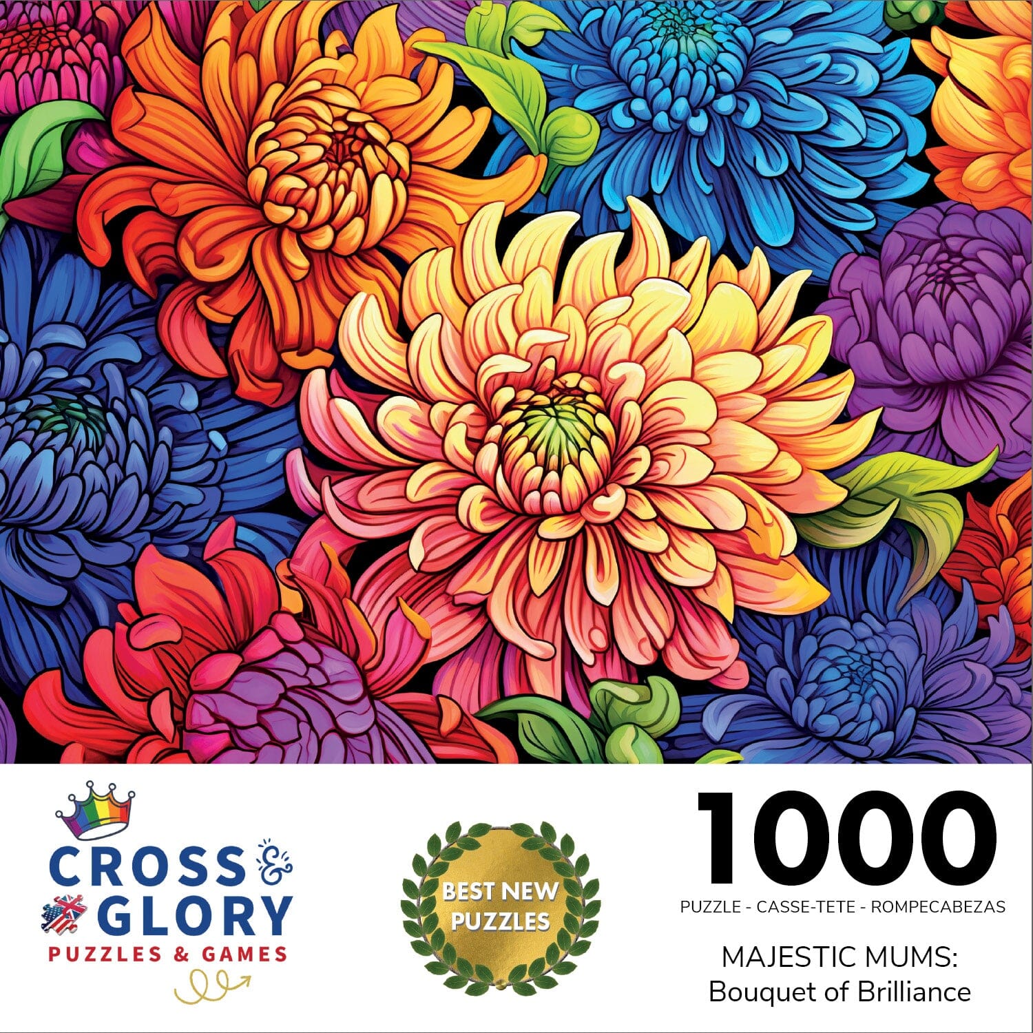 Majestic Mums: Bouquet of Brilliance - 1000 Piece Jigsaw Puzzle Jigsaw Puzzles Cross & Glory