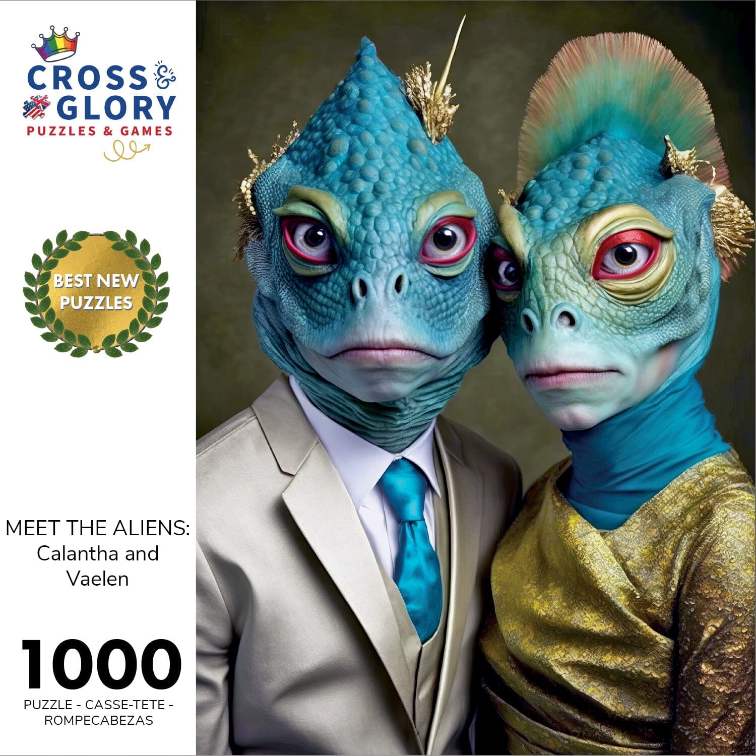 Meet The Aliens: Calantha and Vaelen - 1000 Piece Jigsaw Puzzle Jigsaw Puzzles Cross & Glory