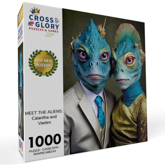 Meet The Aliens: Calantha and Vaelen - 1000 Piece Jigsaw Puzzle Jigsaw Puzzles Cross & Glory
