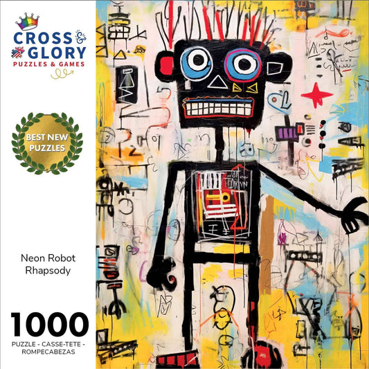Neon Robot Rhapsody - 1000 Piece Jigsaw Puzzle Jigsaw Puzzles Cross & Glory