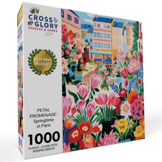 Petal Promenade: Springtime in Paris - 1000 Piece Jigsaw Puzzle Jigsaw Puzzles Cross & Glory