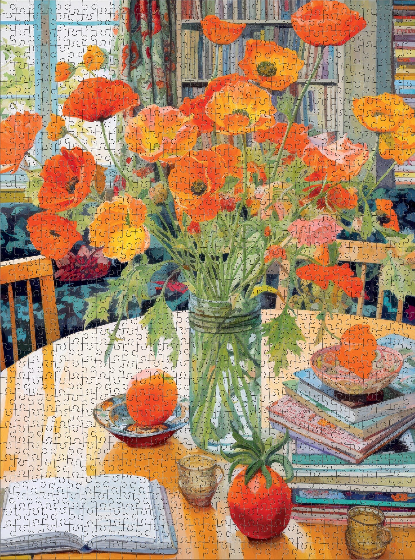 Poppies Panorama: Orange Elegance - 1000 Piece Jigsaw Puzzle Jigsaw Puzzles Cross & Glory