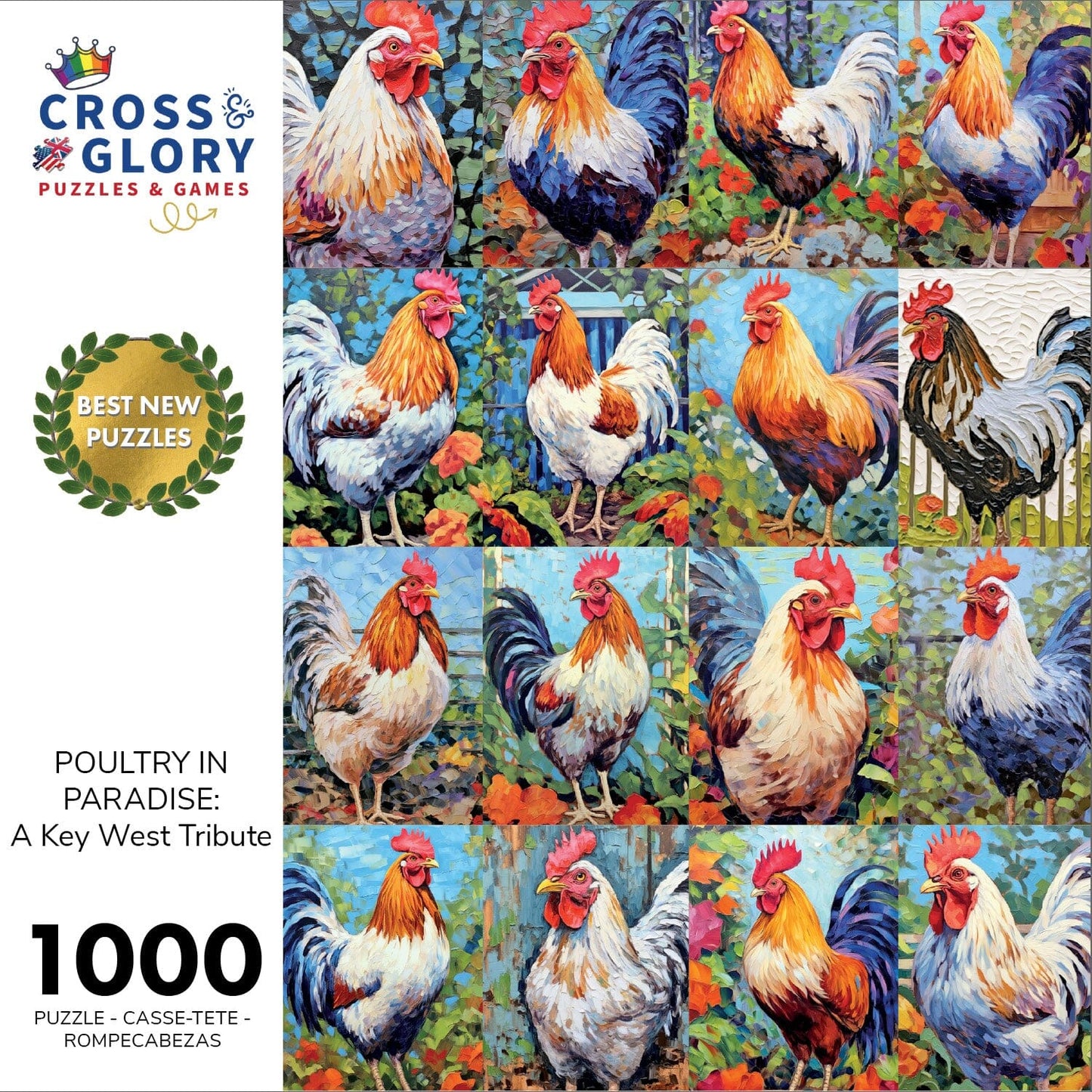 Poultry in Paradise: A Key West Tribute - 1000 Piece Jigsaw Puzzle Jigsaw Puzzles Cross & Glory