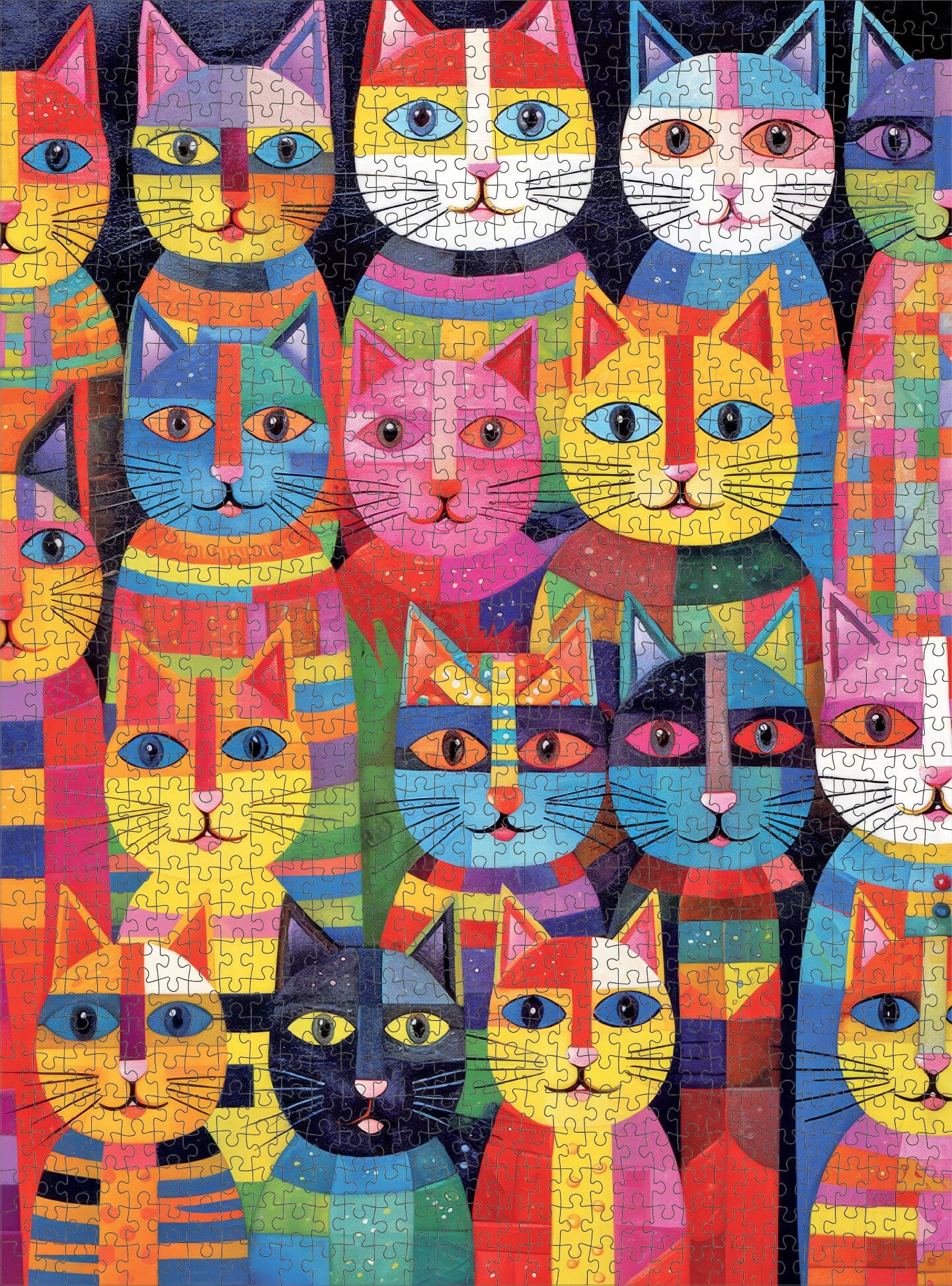 Rainbow Whiskers - Whimsical Cat - 1000 Piece Jigsaw Puzzle Jigsaw Puzzles Cross & Glory