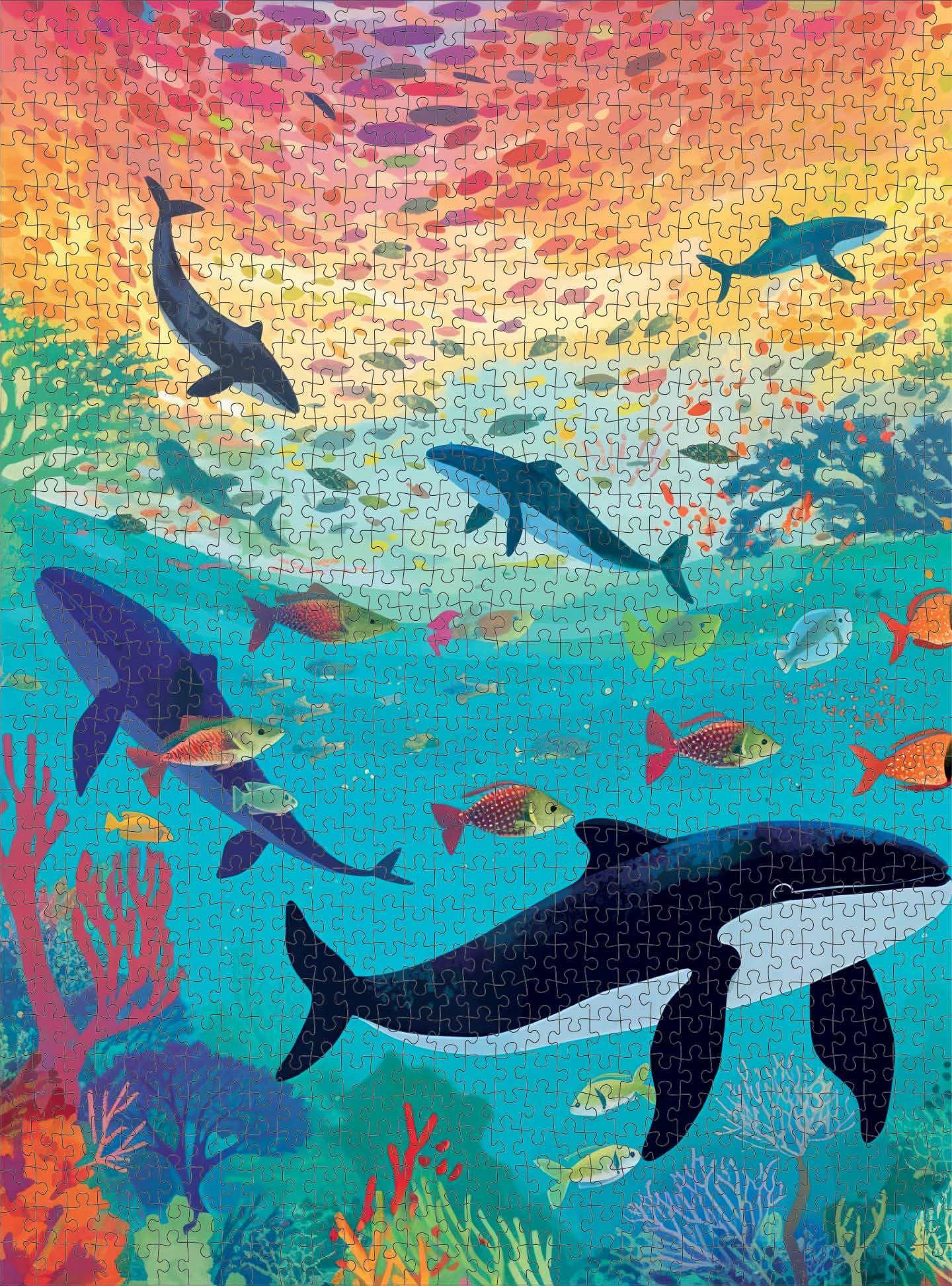 Whales on a Rainbow Reef - 1000 Piece Jigsaw Puzzle Jigsaw Puzzles Cross & Glory