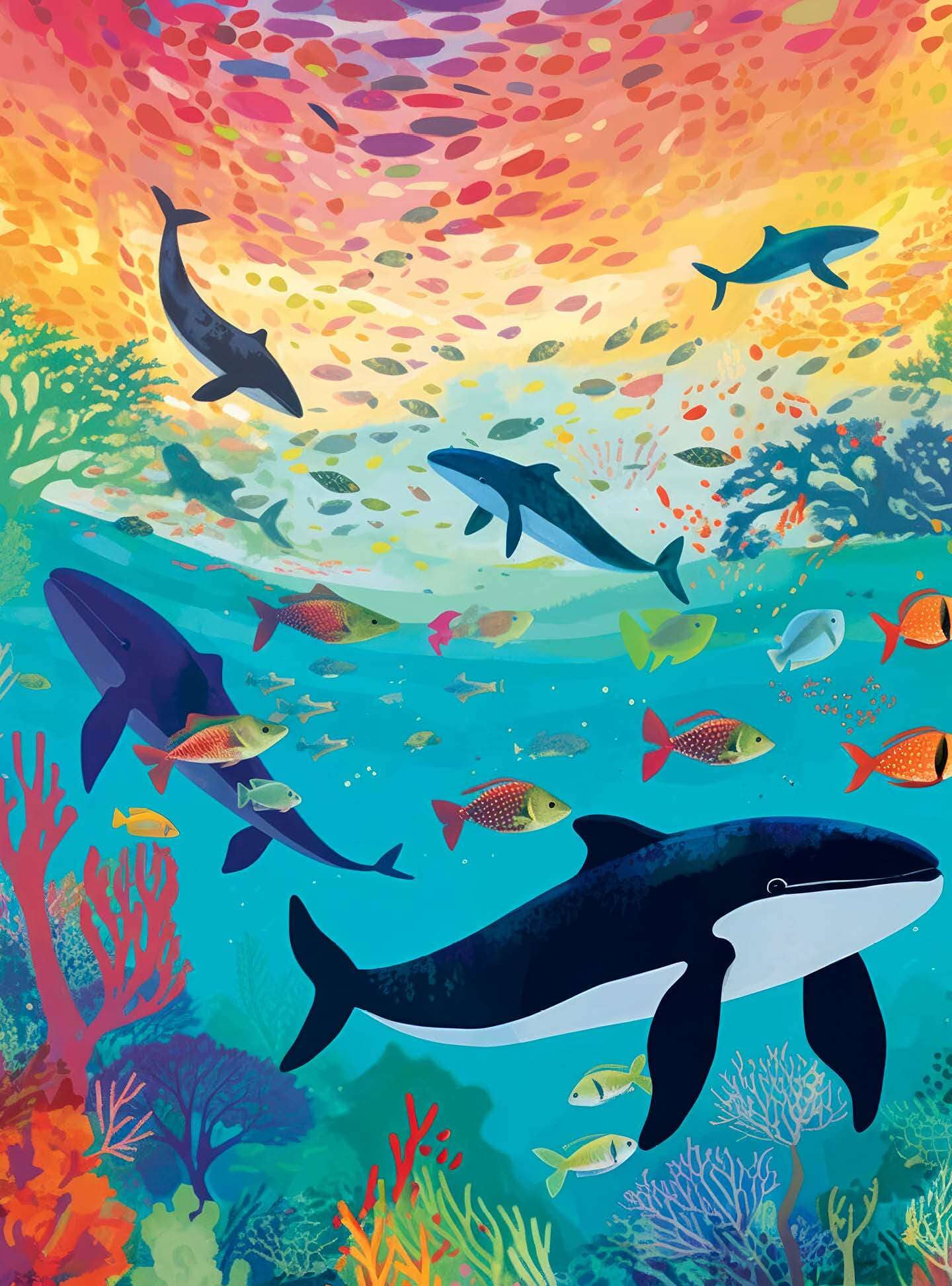 Whales on a Rainbow Reef - 1000 Piece Jigsaw Puzzle Jigsaw Puzzles Cross & Glory