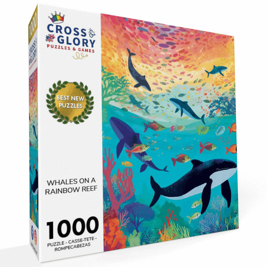Whales on a Rainbow Reef - 1000 Piece Jigsaw Puzzle Jigsaw Puzzles Cross & Glory