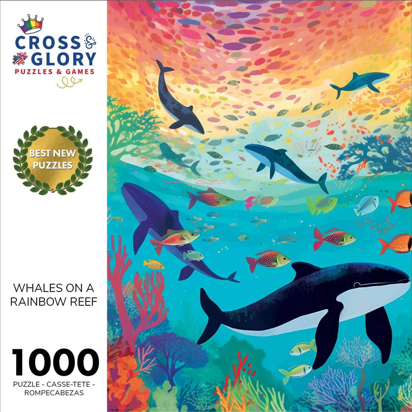 Whales on a Rainbow Reef - 1000 Piece Jigsaw Puzzle Jigsaw Puzzles Cross & Glory